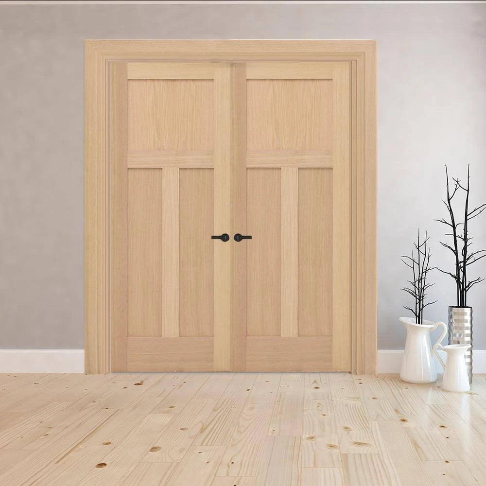 48 in. x 80 in. Unfinished Red Oak Wood Double Prehung Interior French Door S29311
