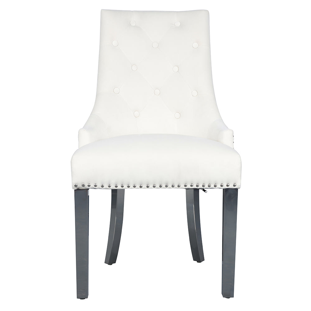 Velvet Upholstered Dining Chairs Set of 2 with Stainless Steel Legs F82414