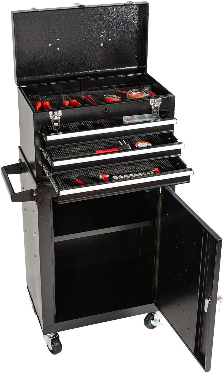 Black Rolling Tool Chest with Lockable Drawer Y690