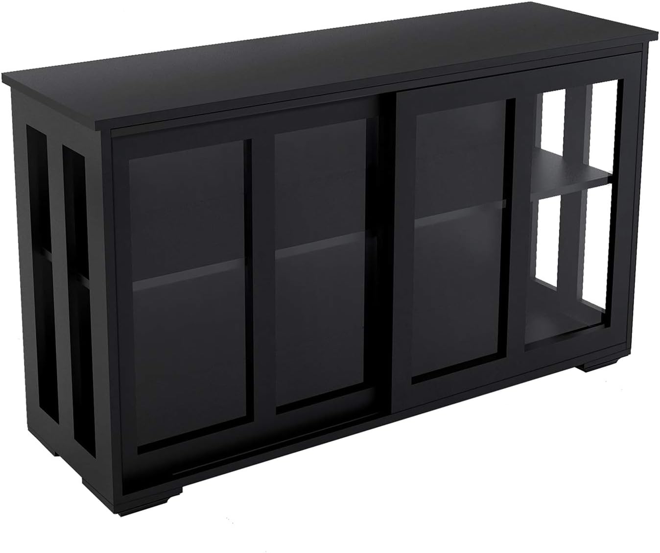 Antique Black Wooden Buffet Sideboard with Sliding Door and Adjustable Shelf M727
