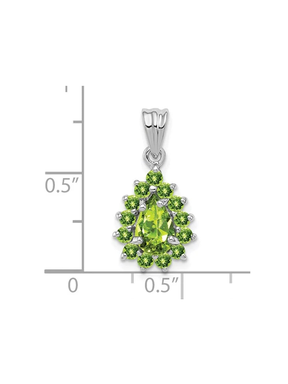 Natural Green Peridot Drop Pendant Necklace in Sterling Silver with Chain M734