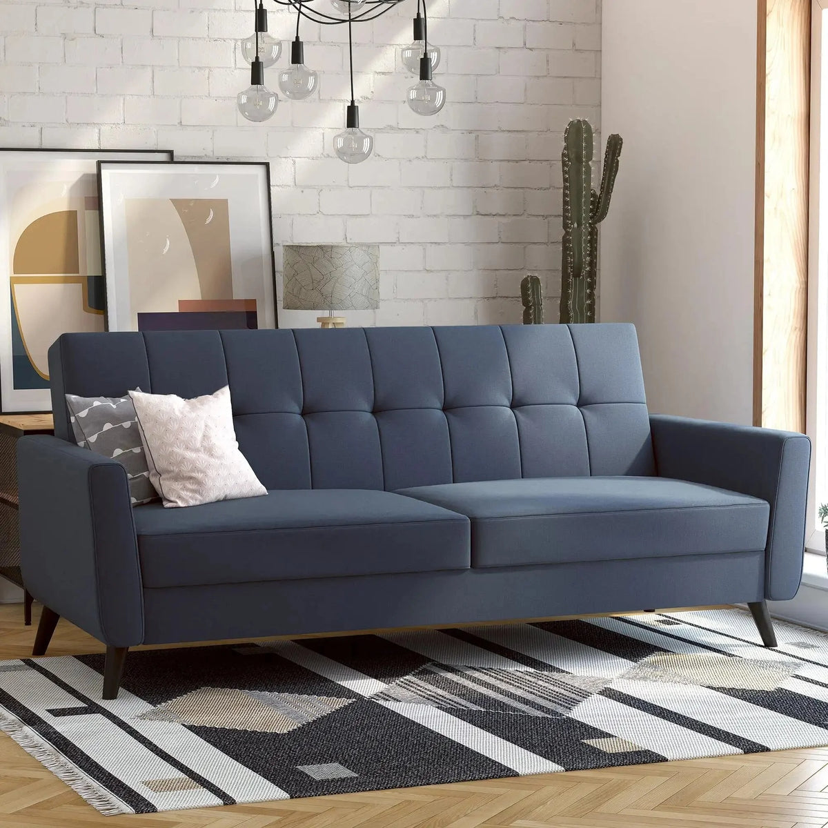 Olive Green Linen Sofa Futon with Storage T497365
