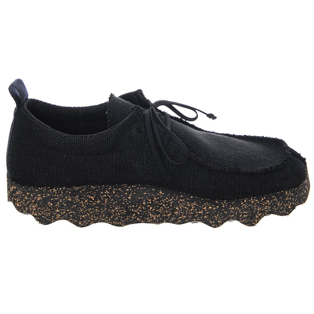 Black Recycled Linen Lace-Up Trainers B10613