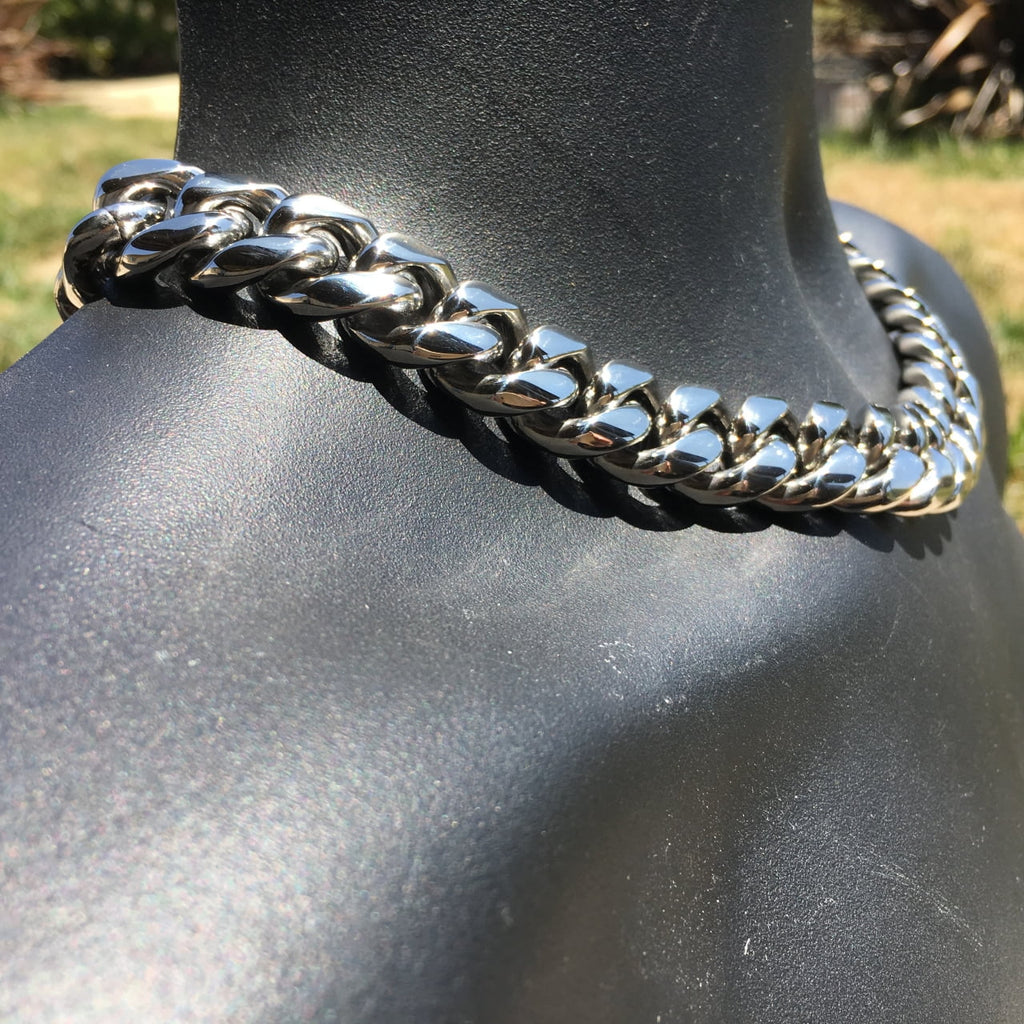 18MM Solid Stainless Steel Silver Cuban Chain Necklace 20" Q124