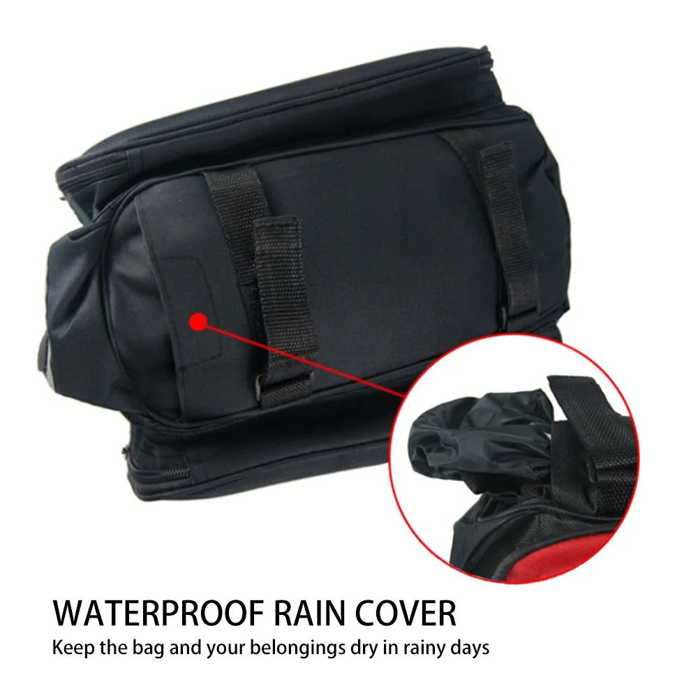 Rear Seat Bag Expandable MTB Bike Rack Bag with Rain Cover E414