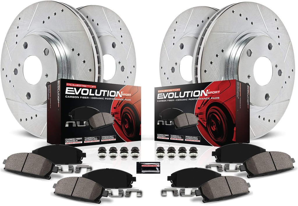 Carbon Fiber Brake Pads with Drilled & Slotted Brake Rotors Kit A5390