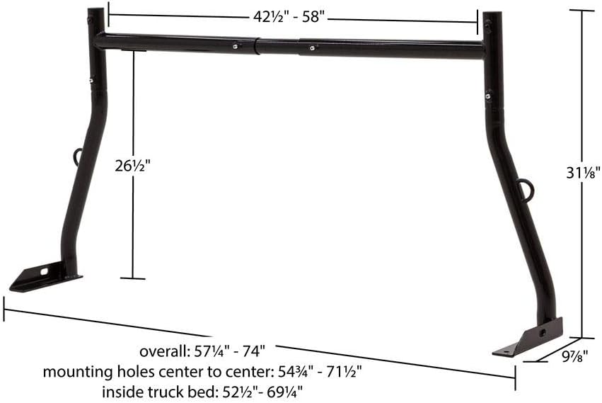 Black Aluminum Pickup Truck Bed Utility Rack O67533