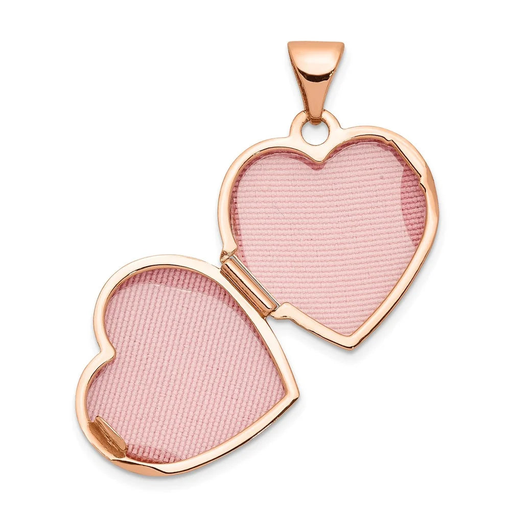 14K Rose Gold 15 mm Reversible Heart Locket Pendant C478932
