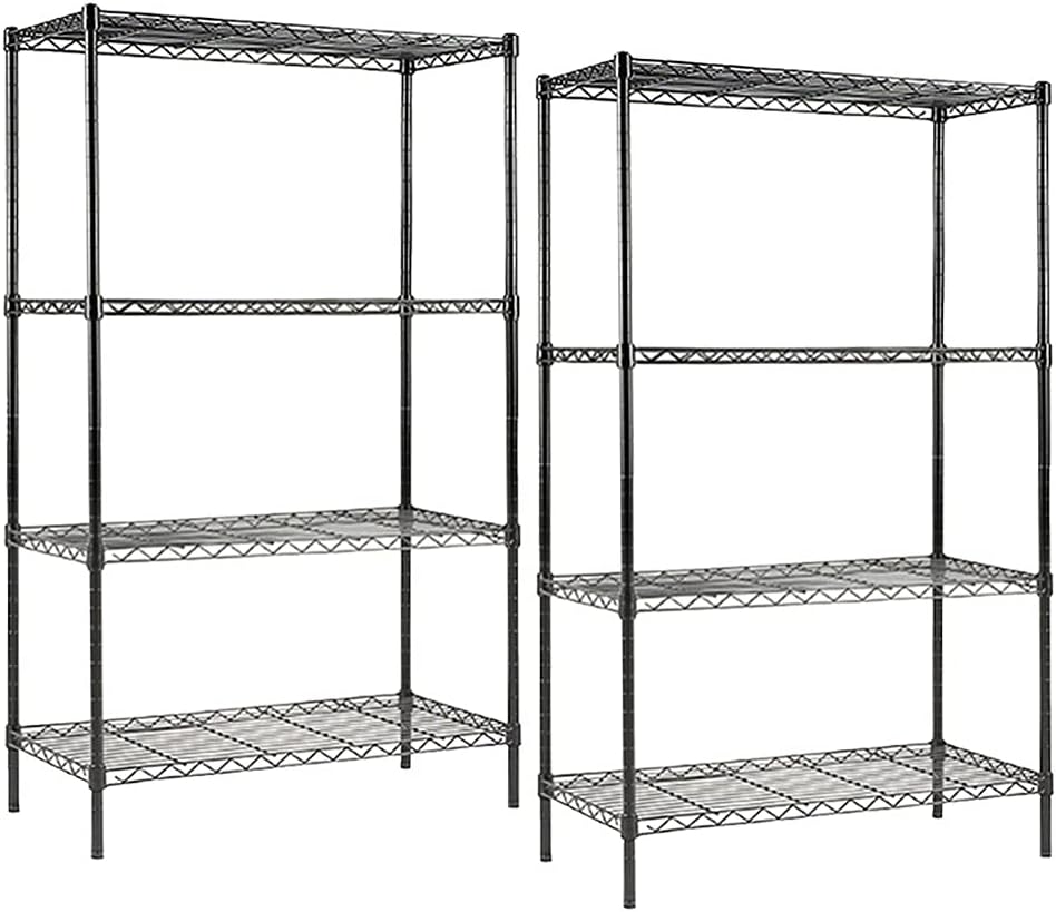 4-Shelf NSF Certified Steel Wire Shelving Unit, Black, Pack of 2 S6031