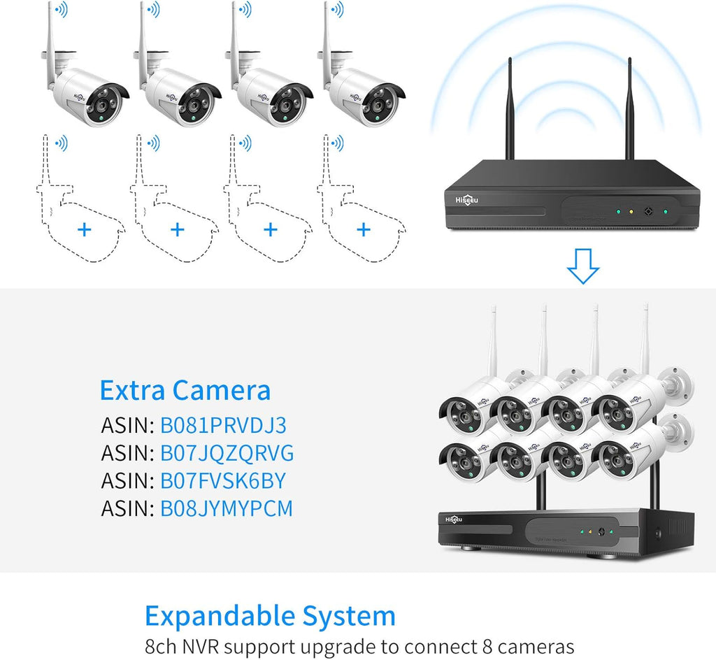 3MP Wireless Security Camera System with Night Vision Weatherproof Motion Detection P259923