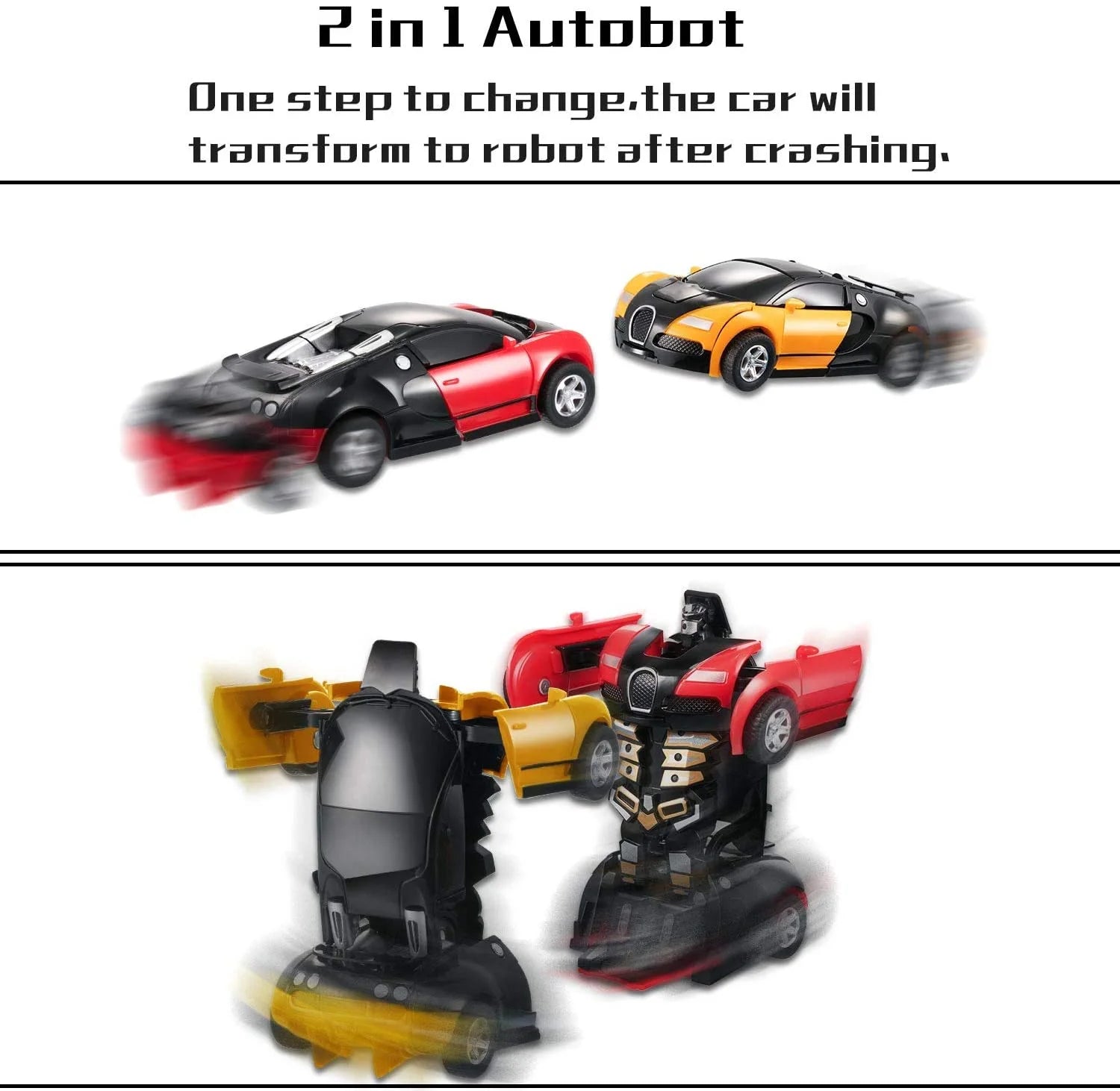 3 Pack 2 in 1 Deformation Robot Car Toy Q799007