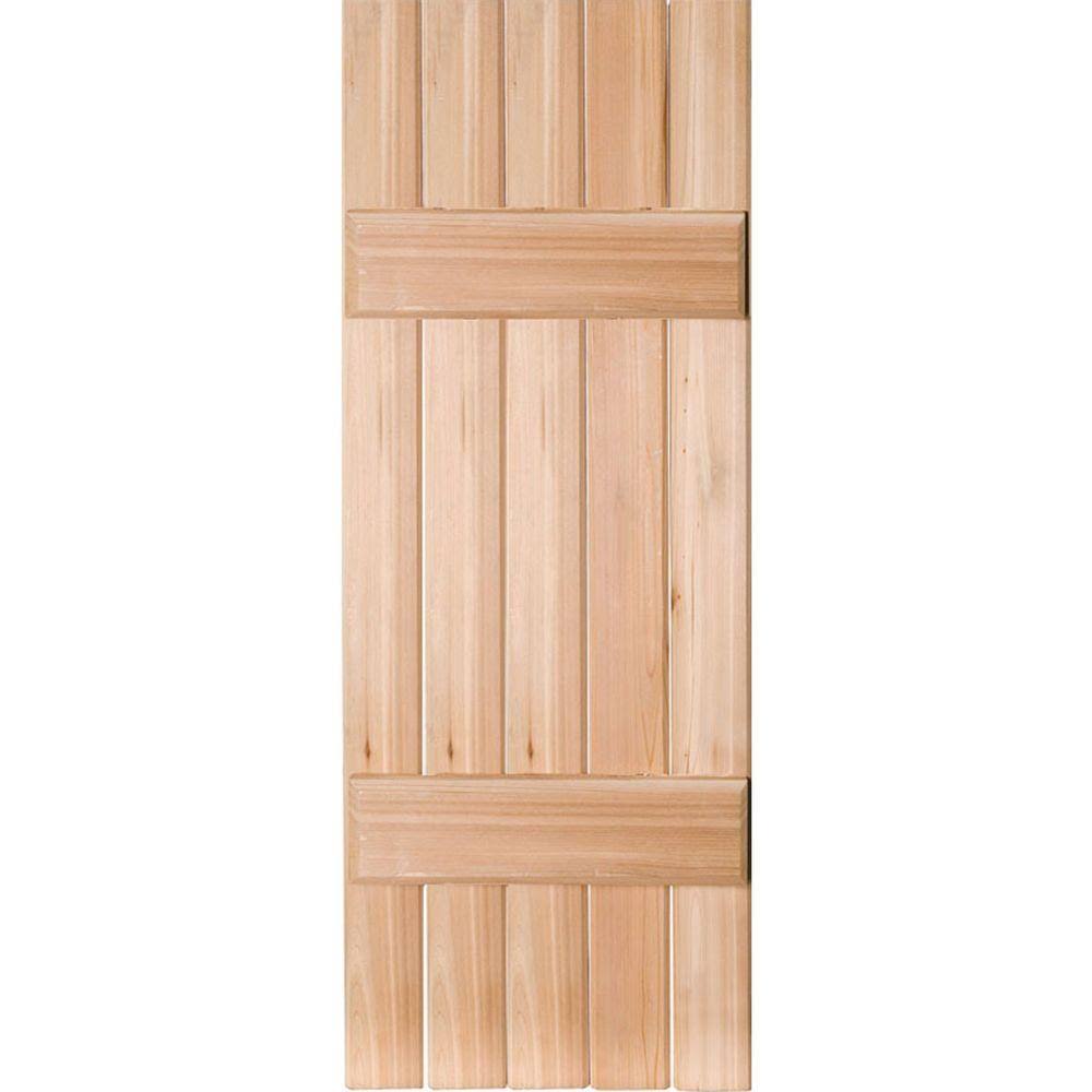 18 in. x 38 in. Real Wood Sapele Mahogany Board and Batten Shutters Pair Unfinished E35114