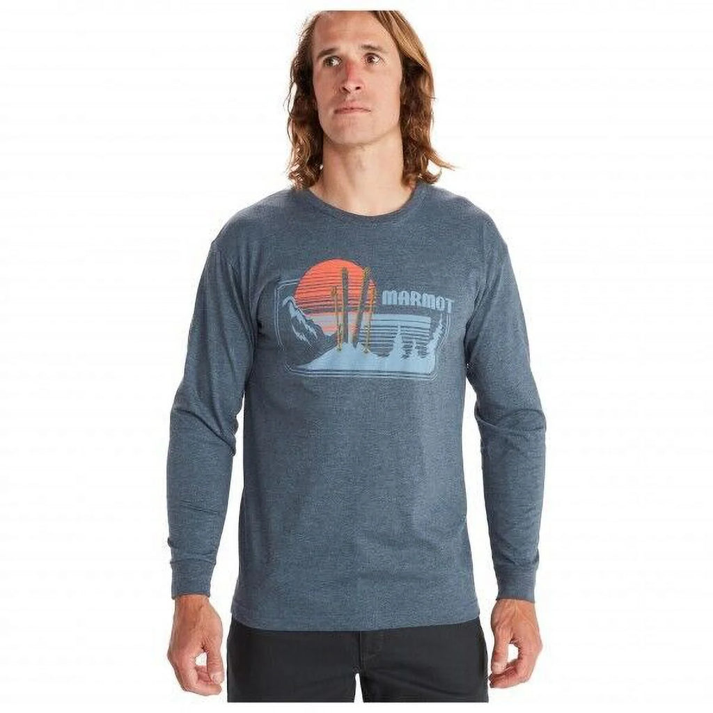 Navy Heather Men's Long Sleeve Graphic T Shirt J95567