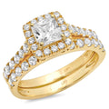 18K Yellow Gold Halo Engagement Ring Set F53354