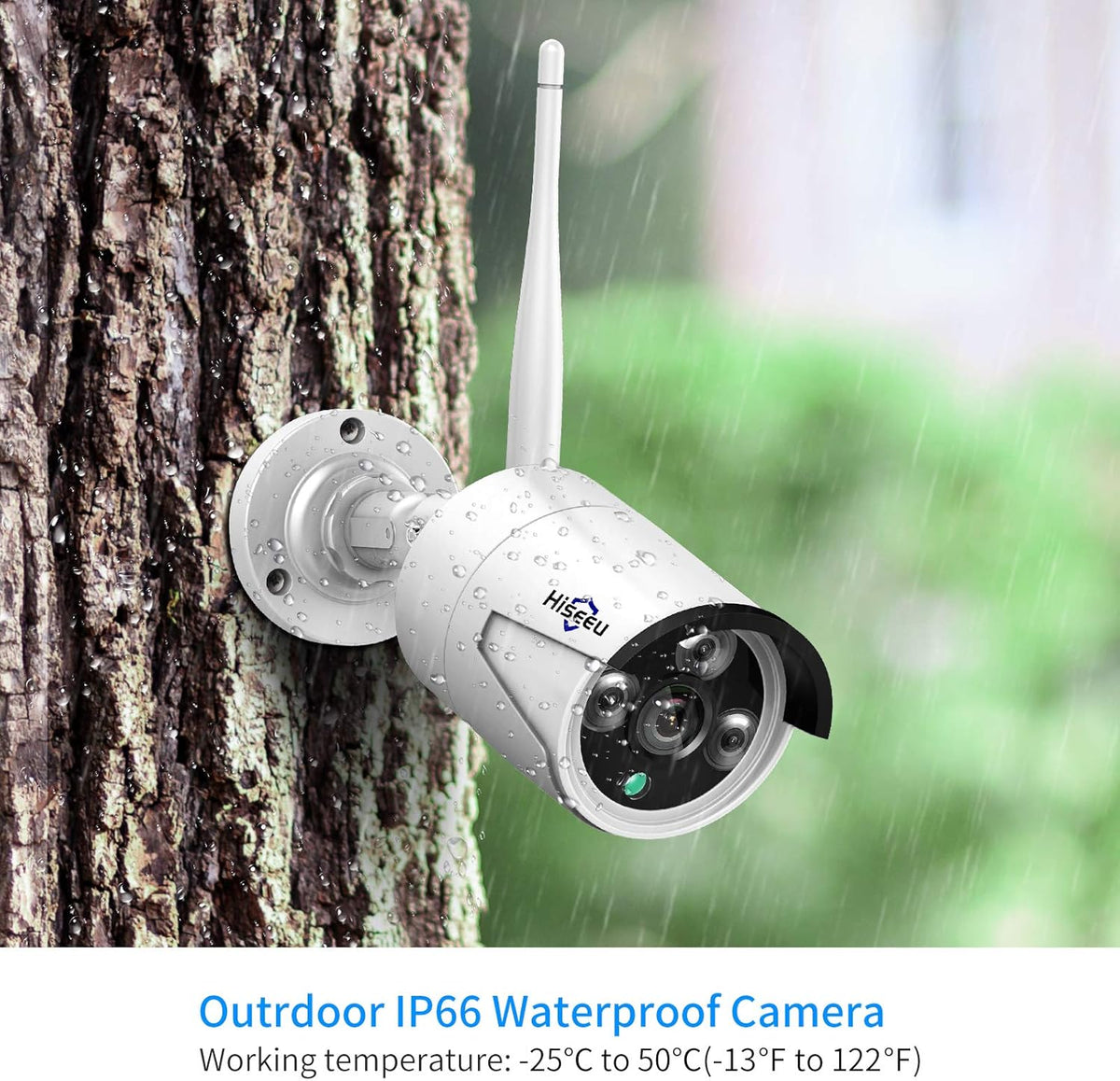 3MP Wireless Security Camera System with Night Vision Weatherproof Motion Detection P259923