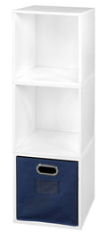 White Wood Grain/Blue 3 Cubes Storage Set with 1 Canvas Bin E30881