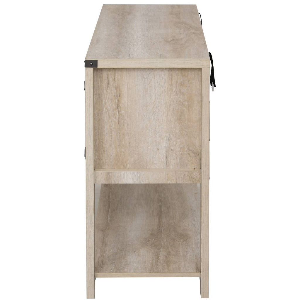 Oak 2-Door Storage Cabinet with Bottom Shelf Y532