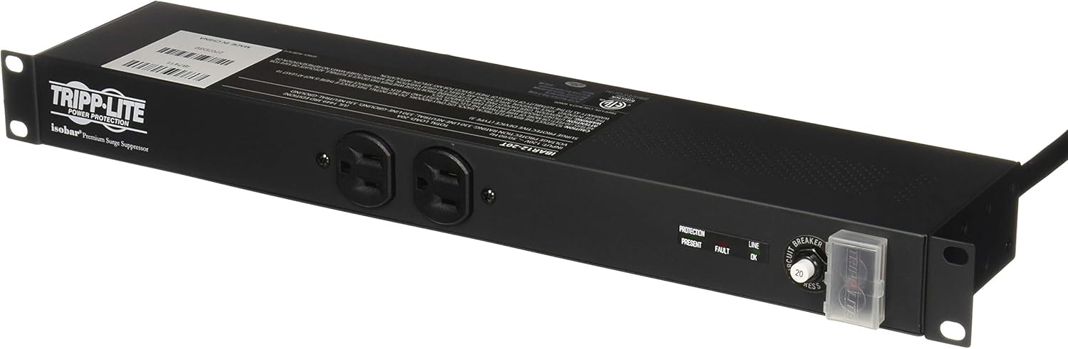 12 Right Angle Outlets Rackmount PDU Power Strip, 15A, 15ft Cord, Black, Pack of 2 F246