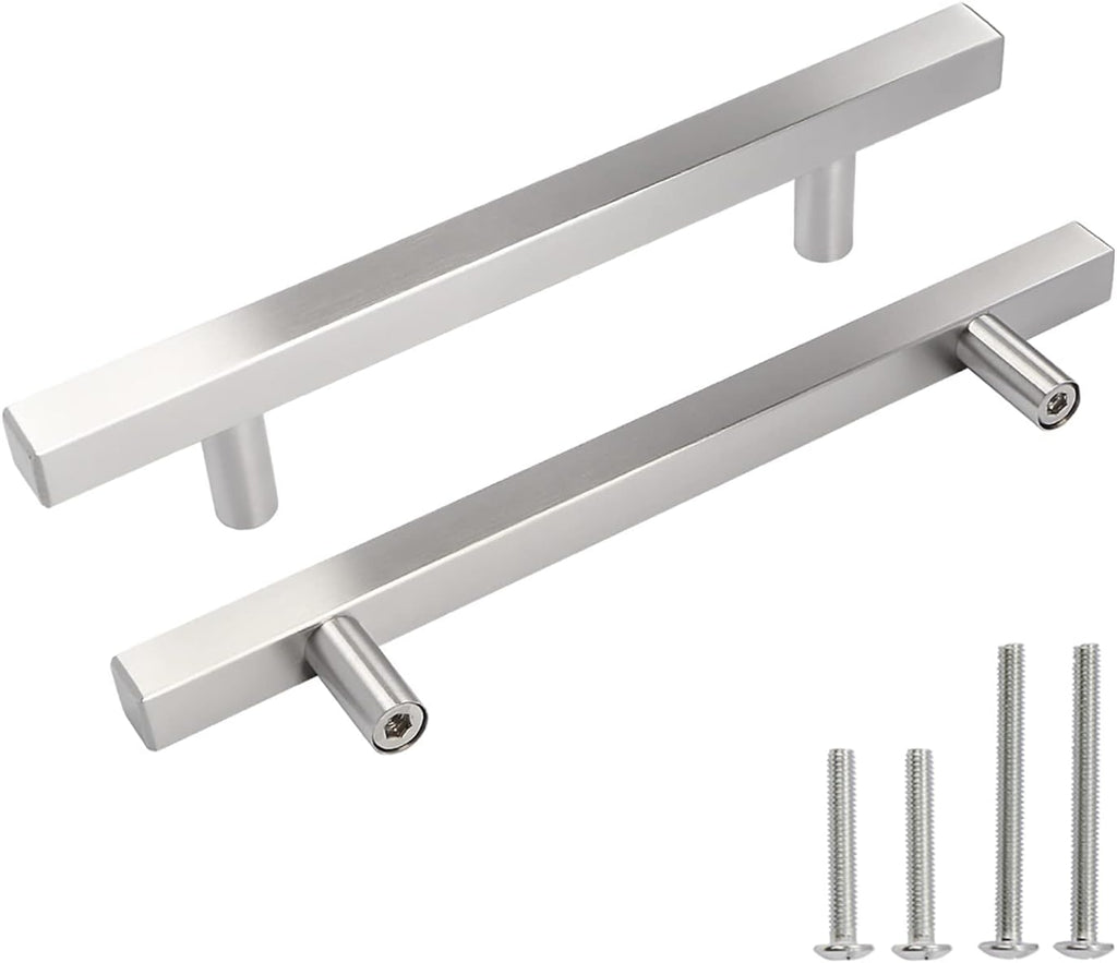 30 Pack Stainless Steel Square Drawer Pulls Brushed Nickel 5 Inch Hole Centers M8476