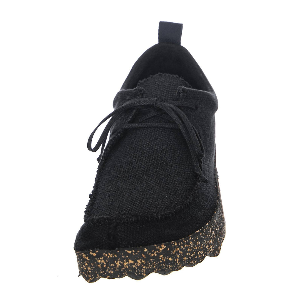 Black Recycled Linen Lace-Up Trainers B10613