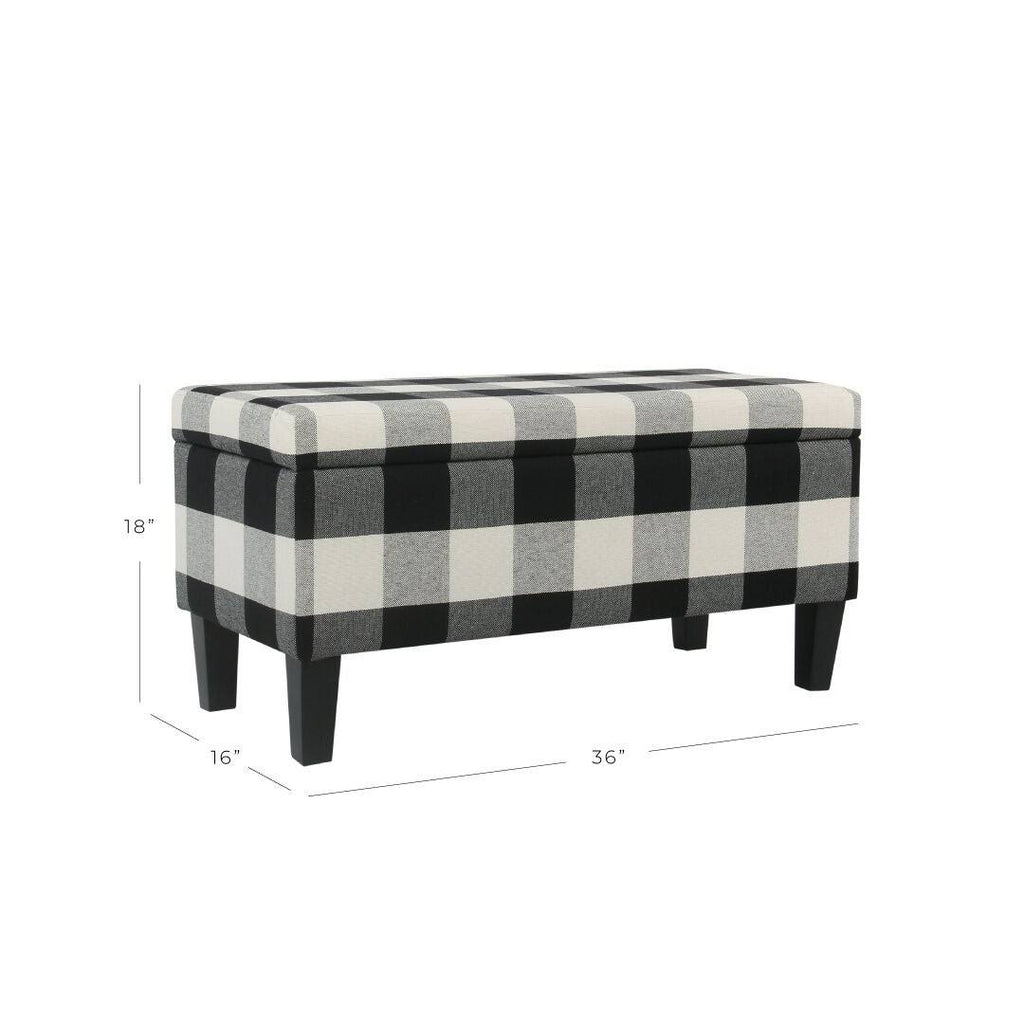 Black Plaid Decorative Storage Bench U571010