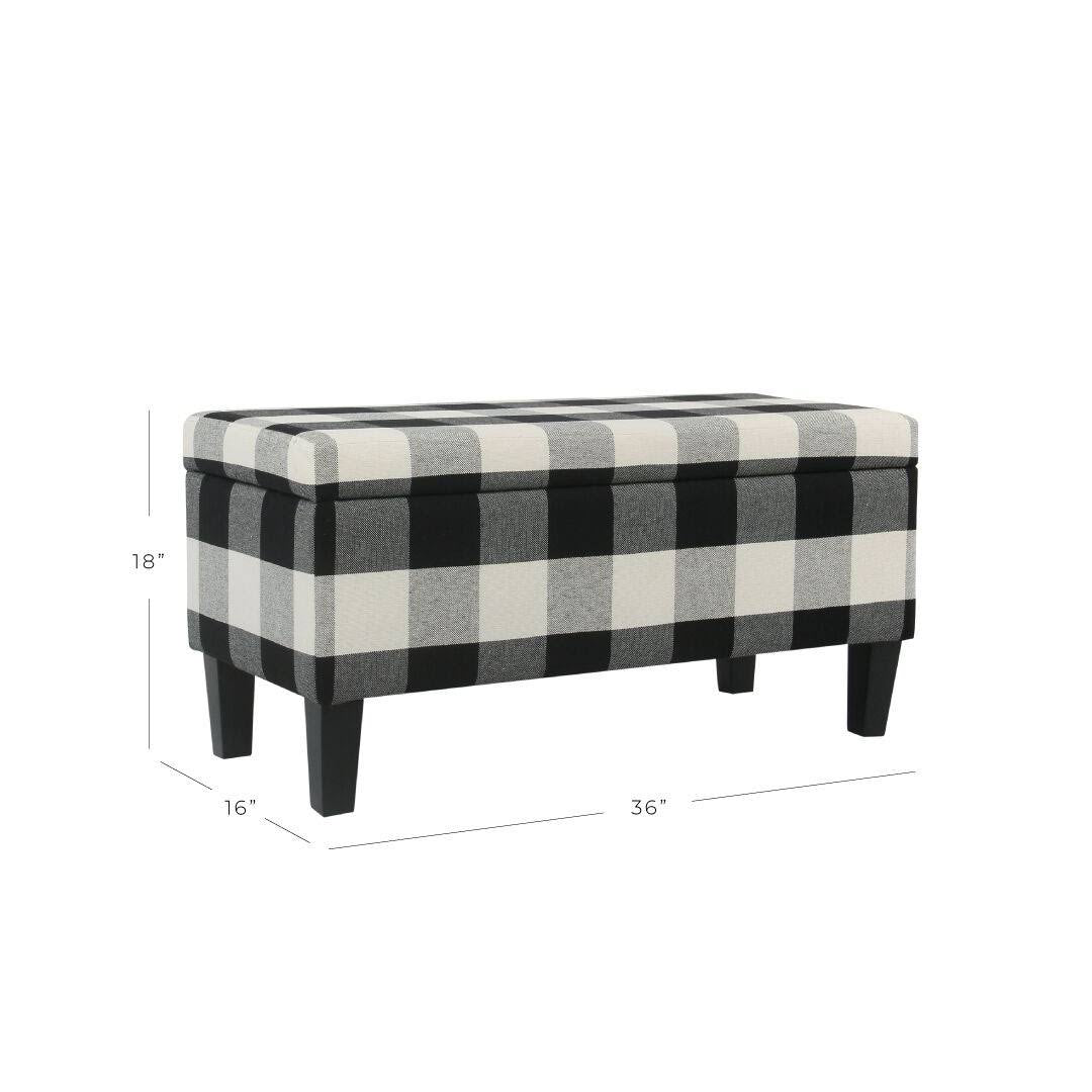 Black Plaid Decorative Storage Bench U571010