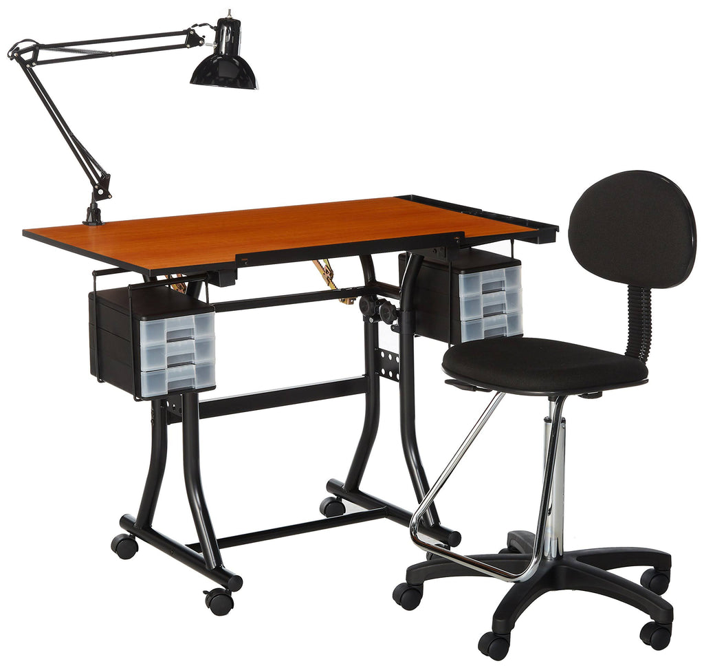 Black Melamine Drafting Table with Chair H856