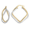 Two-Tone Gold Double Diamond-Shaped Hoop Earrings W27403