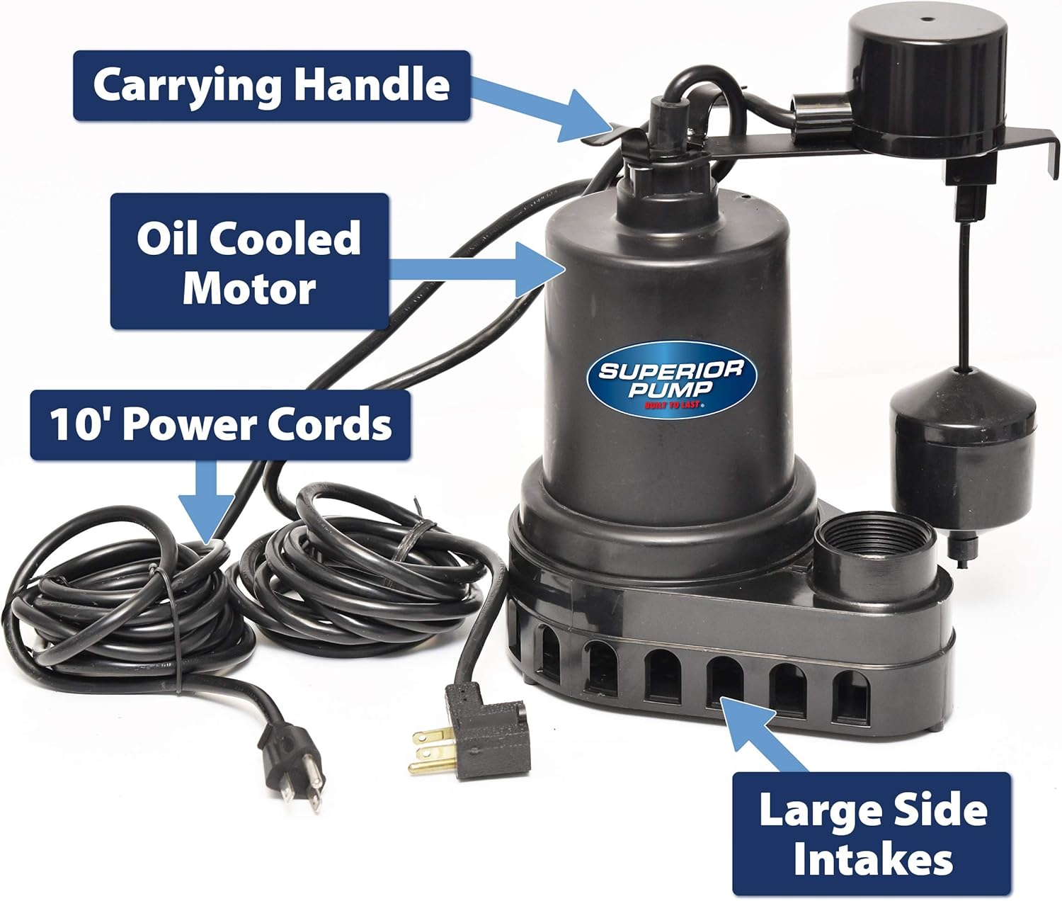 1/2 HP Thermoplastic Submersible Sump Pump with Vertical Float Switch Pack of 2 B425