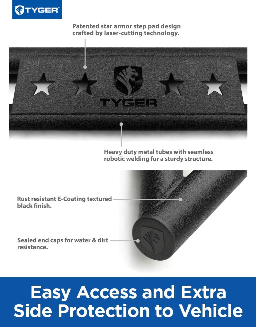 Textured Black Side Step Nerf Bars for Tacoma Double Cab X163