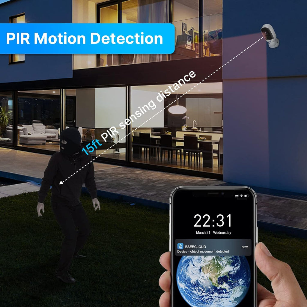 3MP Wireless Security Camera System with Night Vision Weatherproof Motion Detection P259923