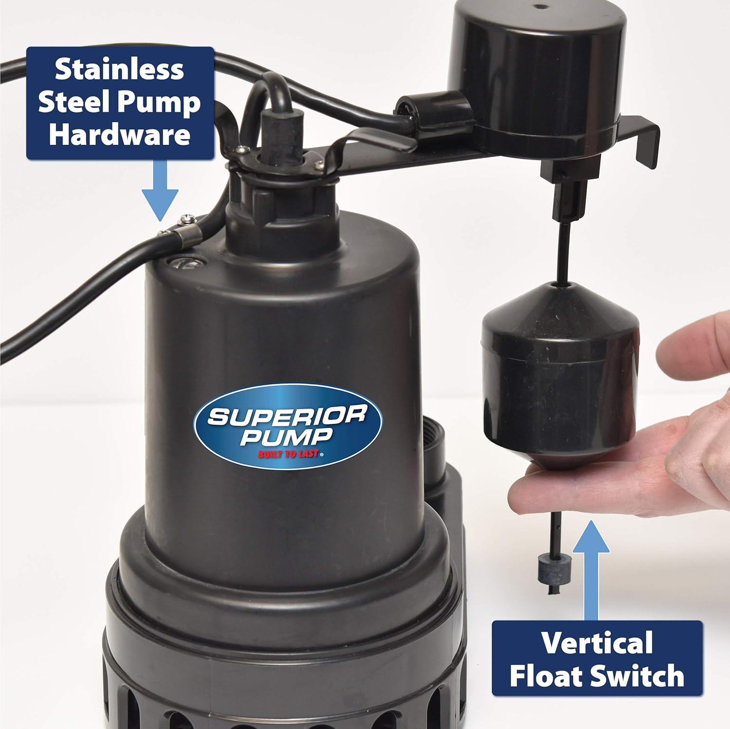 1/2 HP Thermoplastic Submersible Sump Pump with Vertical Float Switch Pack of 2 B425