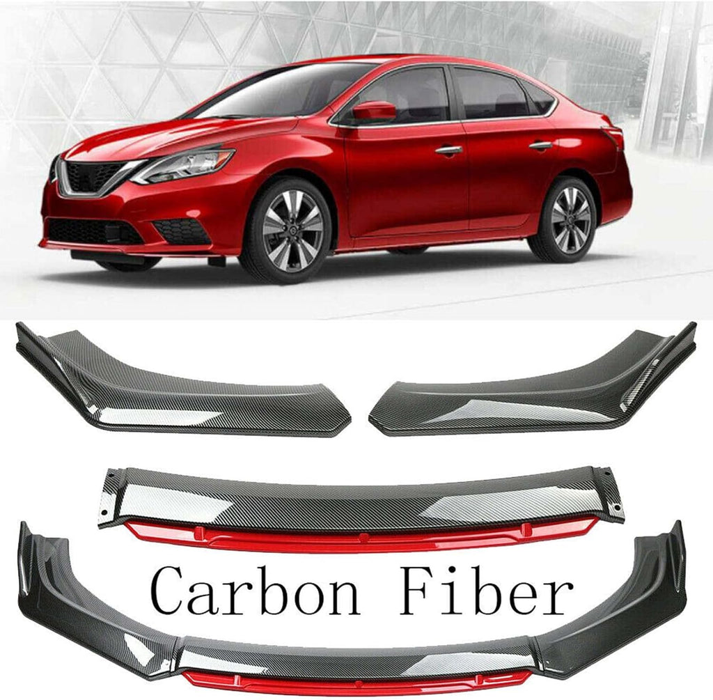 Glossy Black Red Front Bumper Lip Spoiler Splitter Diffuser Body Kits Pack of 2 A1849