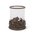 Metal Acanthus Triple Candle Holder with Glass Hurricane B5206