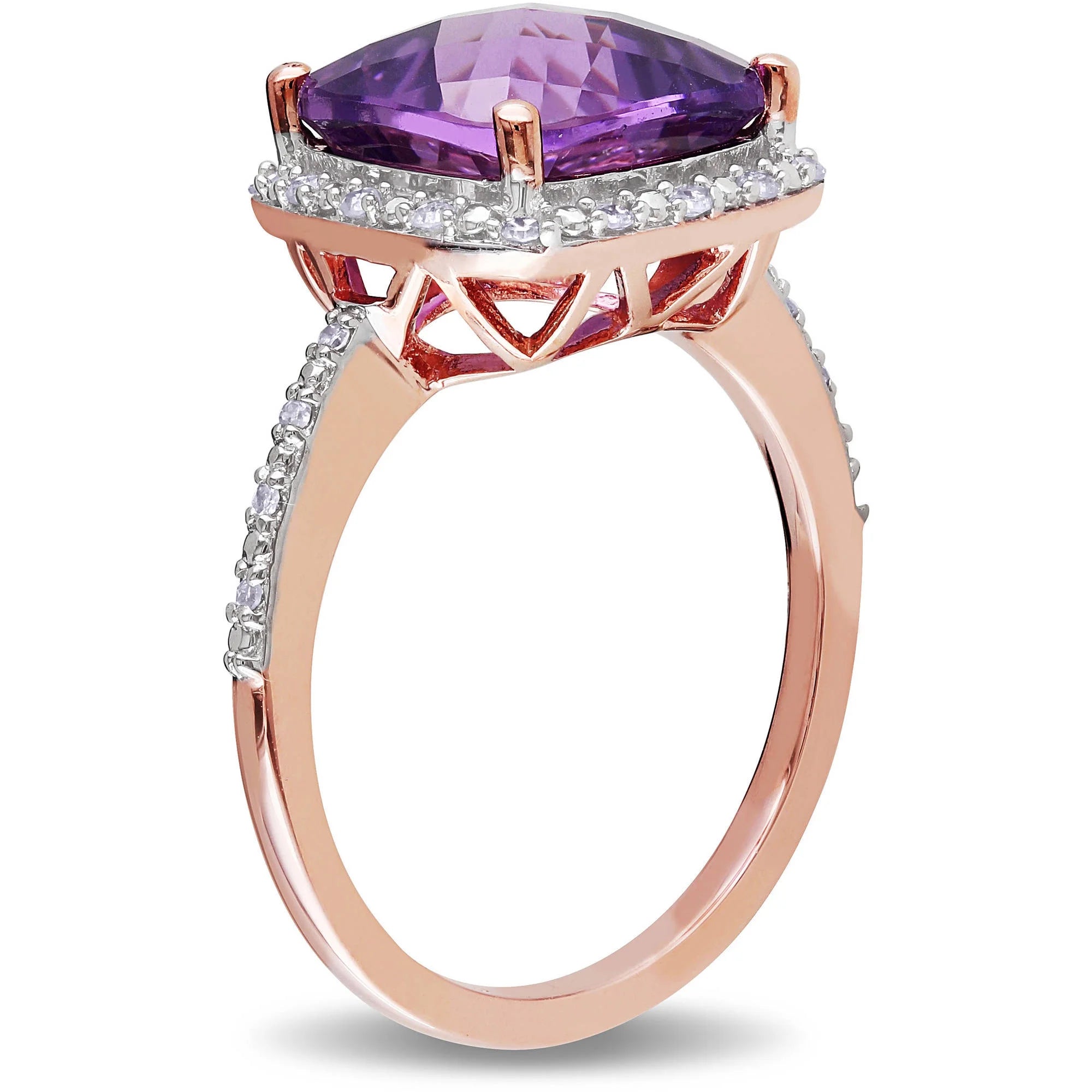 Amethyst Diamond 10kt Rose Gold Halo Ring I6181