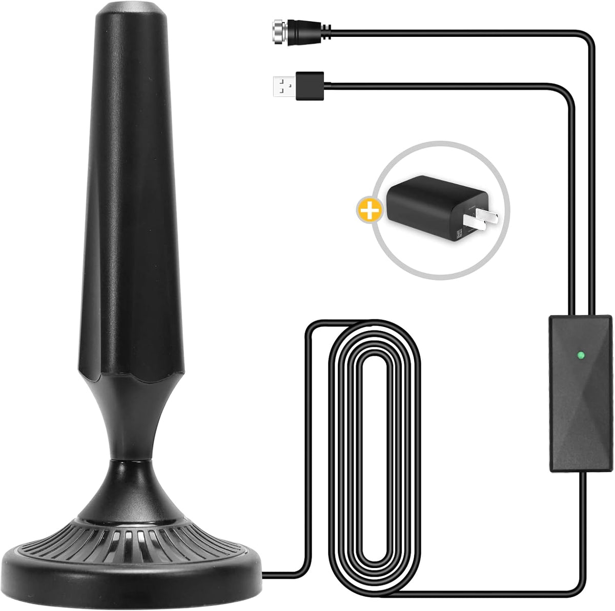 Indoor Amplified HDTV Antenna with 13.4ft Coax Cable and USB Power Adapter, Pack of 2 C661274