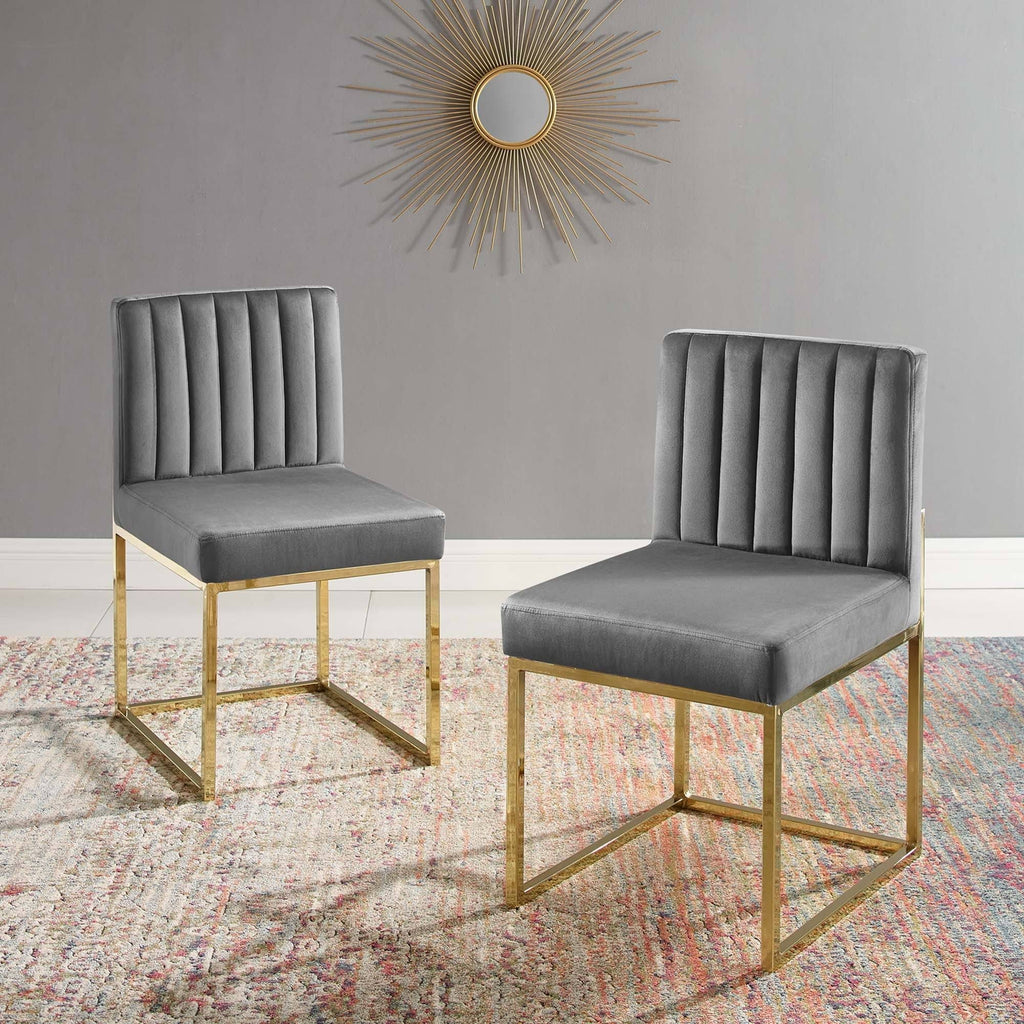 Charcoal Performance Velvet Dining Chair Set of 2 I65953