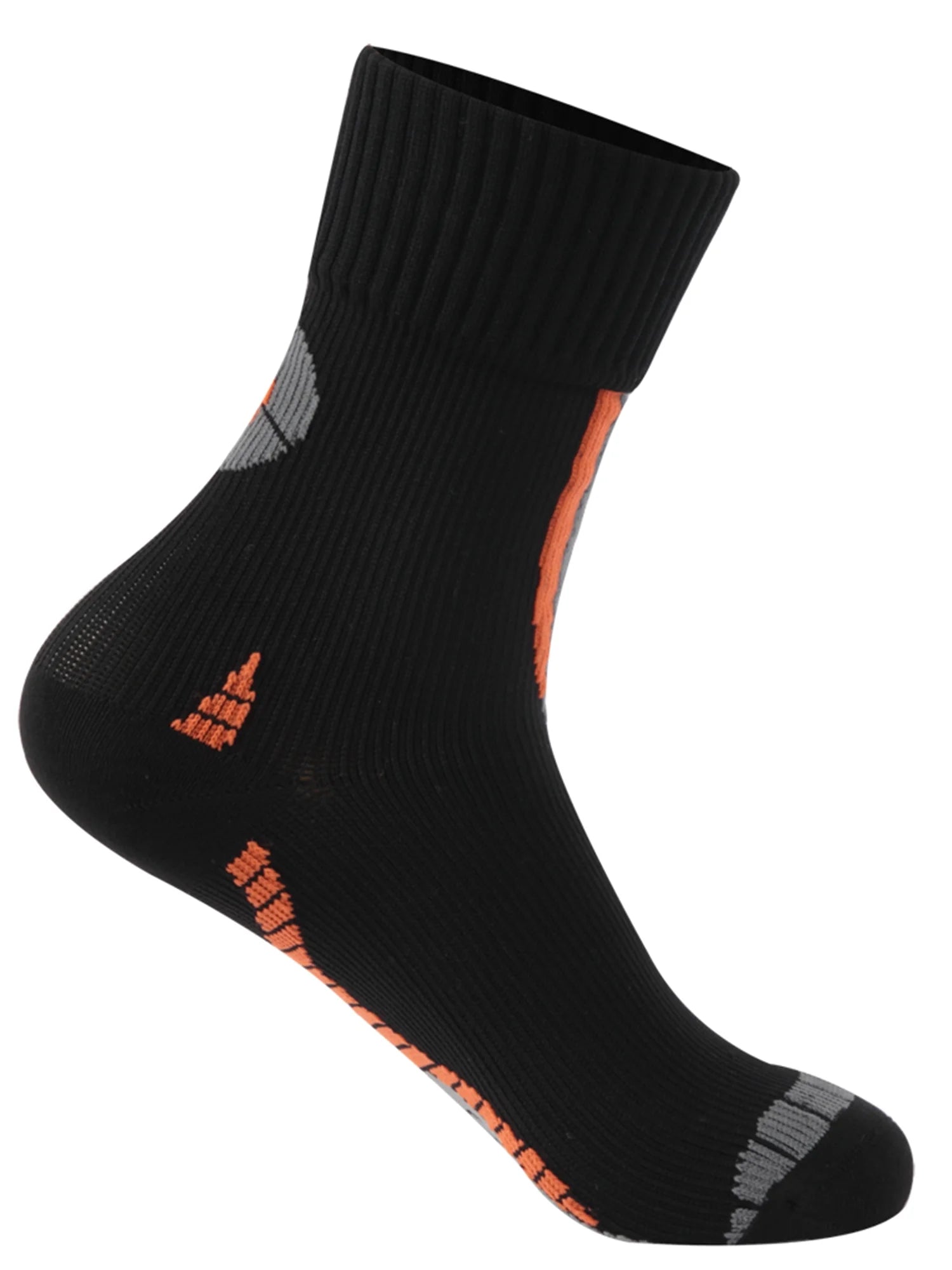 Waterproof Breathable Lightweight Cushioned Quarter Hiking Socks 1 Pair Small Black Orange B581
