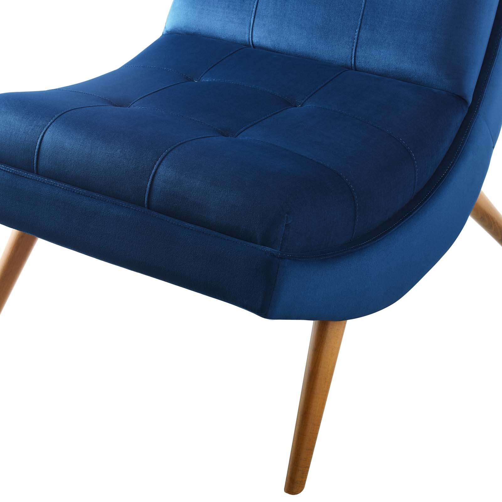 Navy Blue Velvet Accent Side Chair and Ottoman G32959