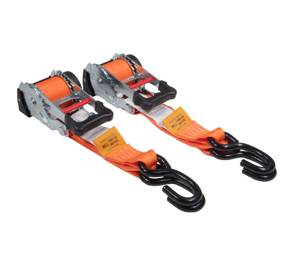 (4 Pack) Orange 2" x10' Auto Retract Ratchet Straps with Zinc Coated S Hook Tiedowns U268