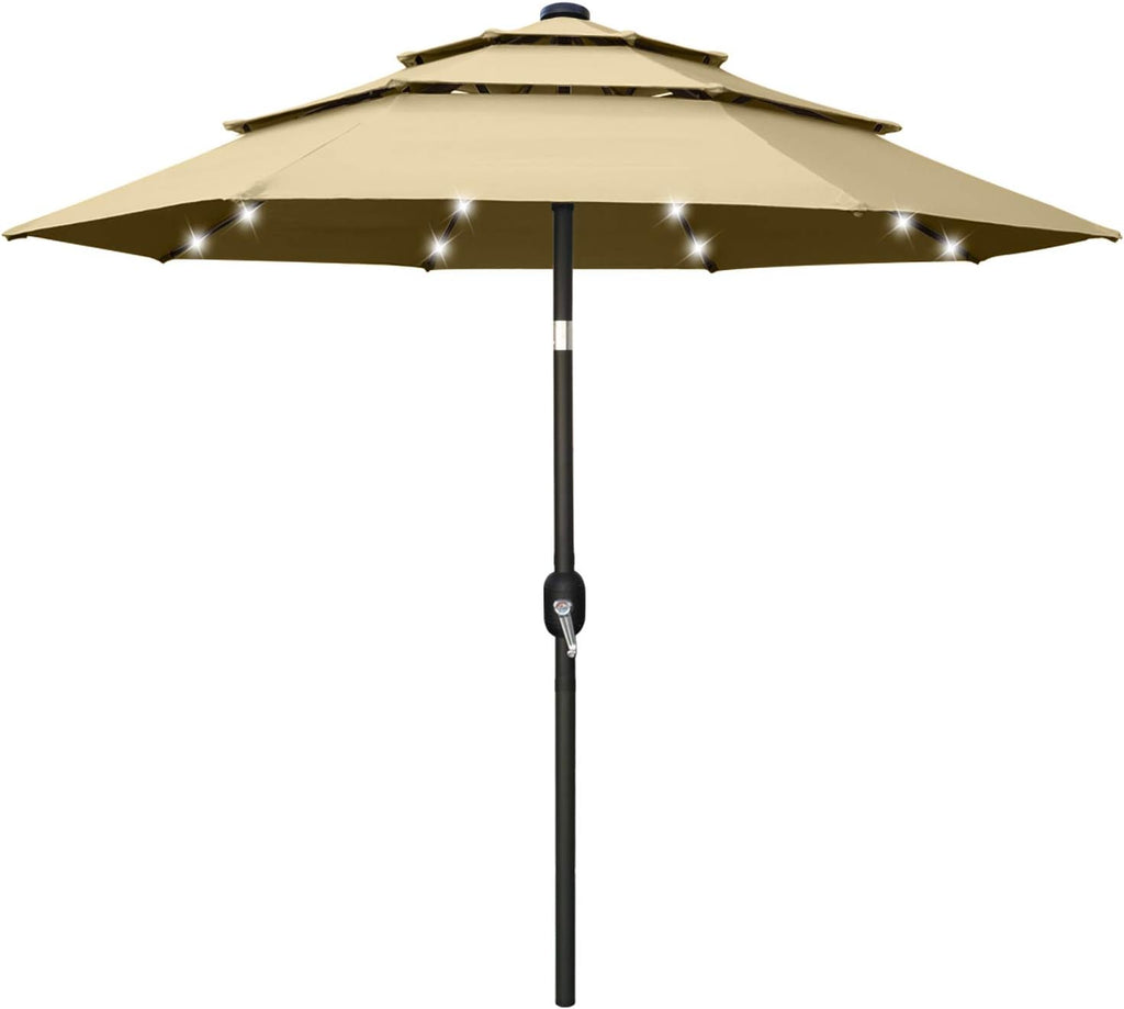 11FT Solar 3 Tiers Market Umbrella with 32 LED L5911