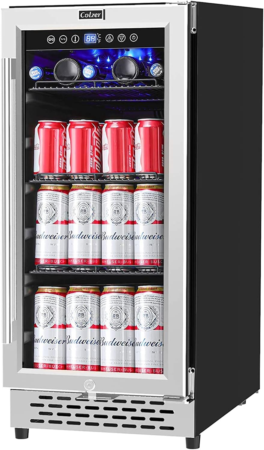 15 inch Glass Door Beverage Refrigerator 126 Cans Mini Cooler with Lock U741