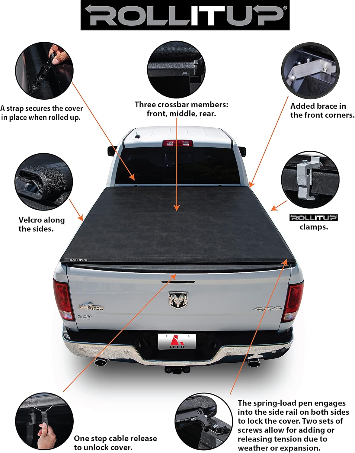 Soft Roll Up Truck Bed Tonneau Cover T851674