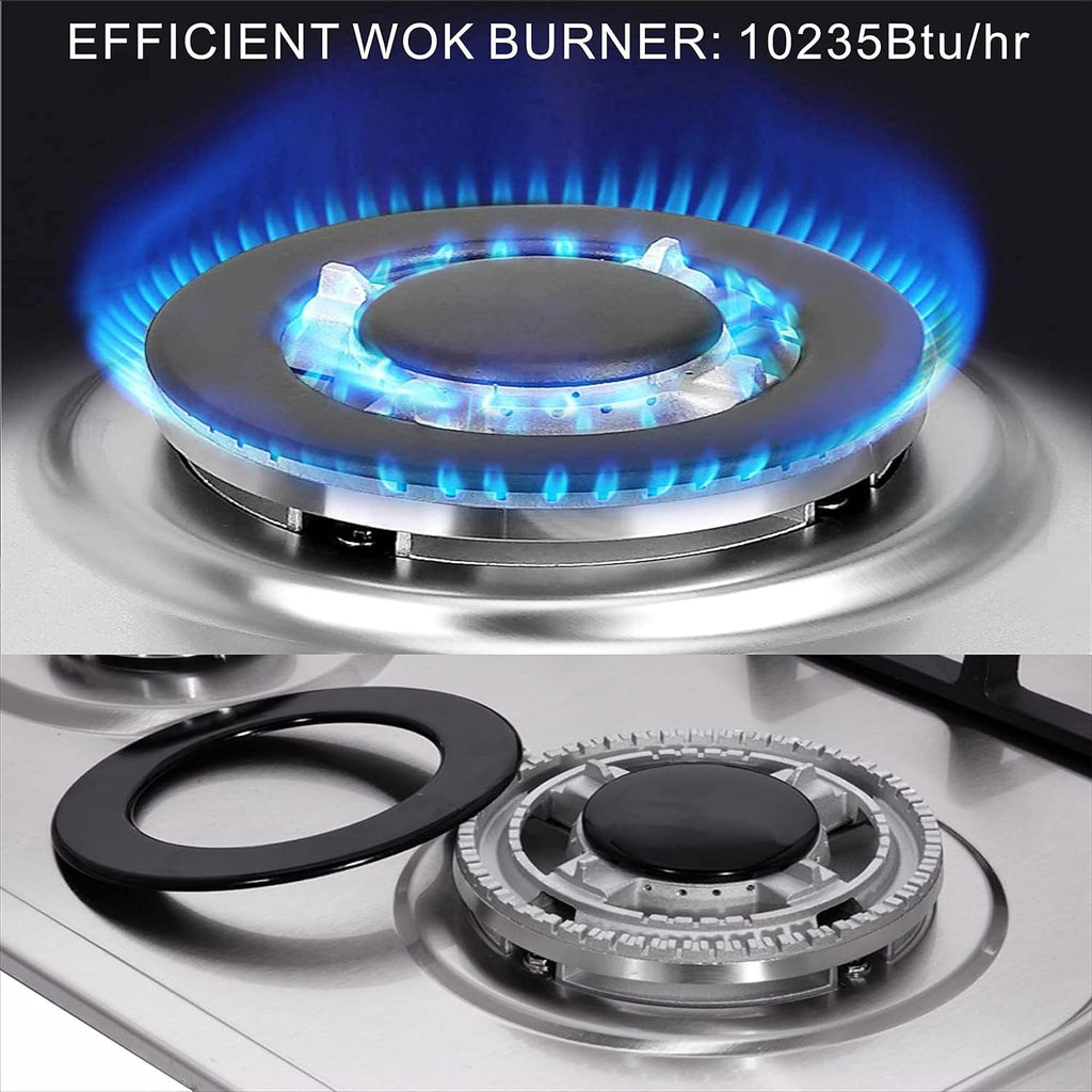24 Inch Built-In 4 Burners Gas Cooktop, Stainless Steel V715