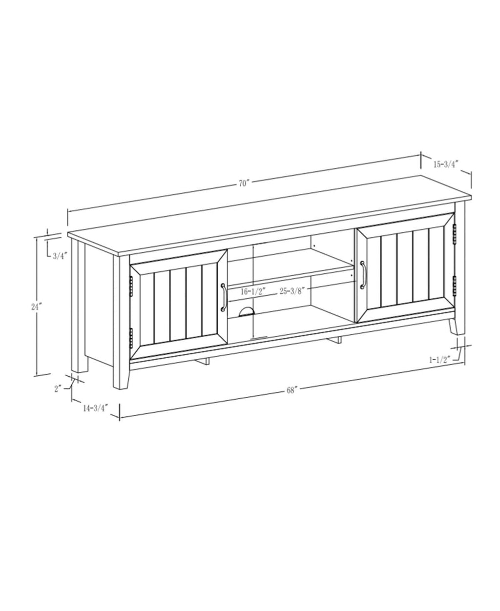 Sand Modern Farmhouse Console with Side Beadboard Doors K969