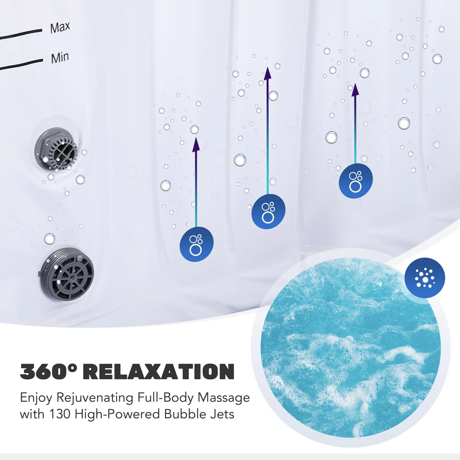 Blue 6-Person Inflatable Hot Tub with 140 Jets D505398