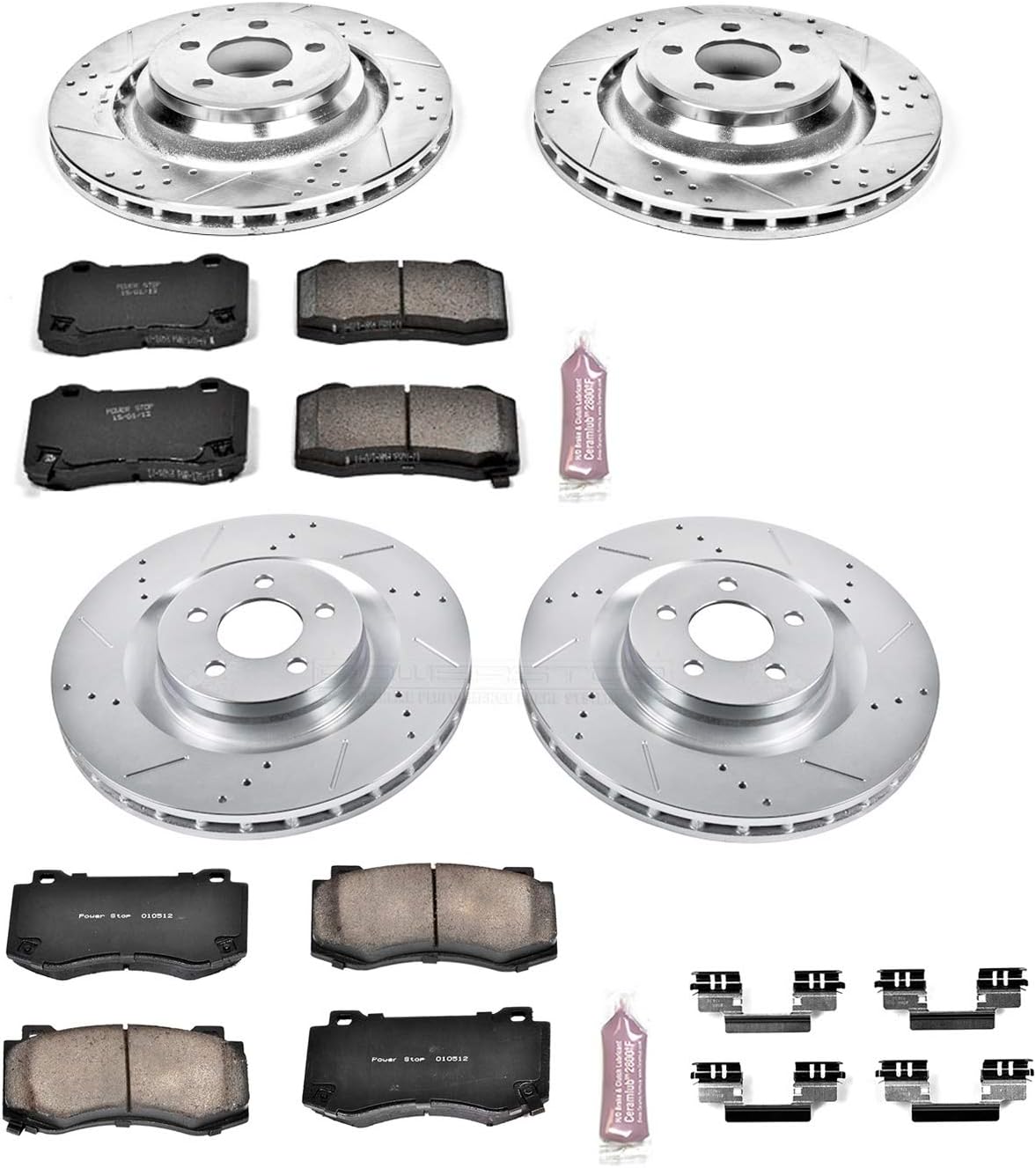 Carbon Fiber Brake Pads with Drilled & Slotted Brake Rotors Kit A5390