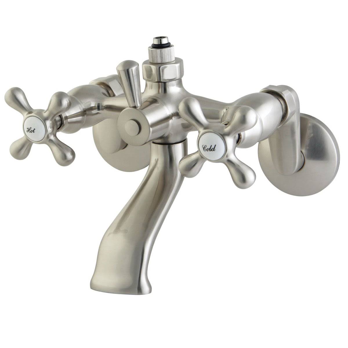 Polished Chrome Wall Mount Tub Faucet with Riser Adapter D3090