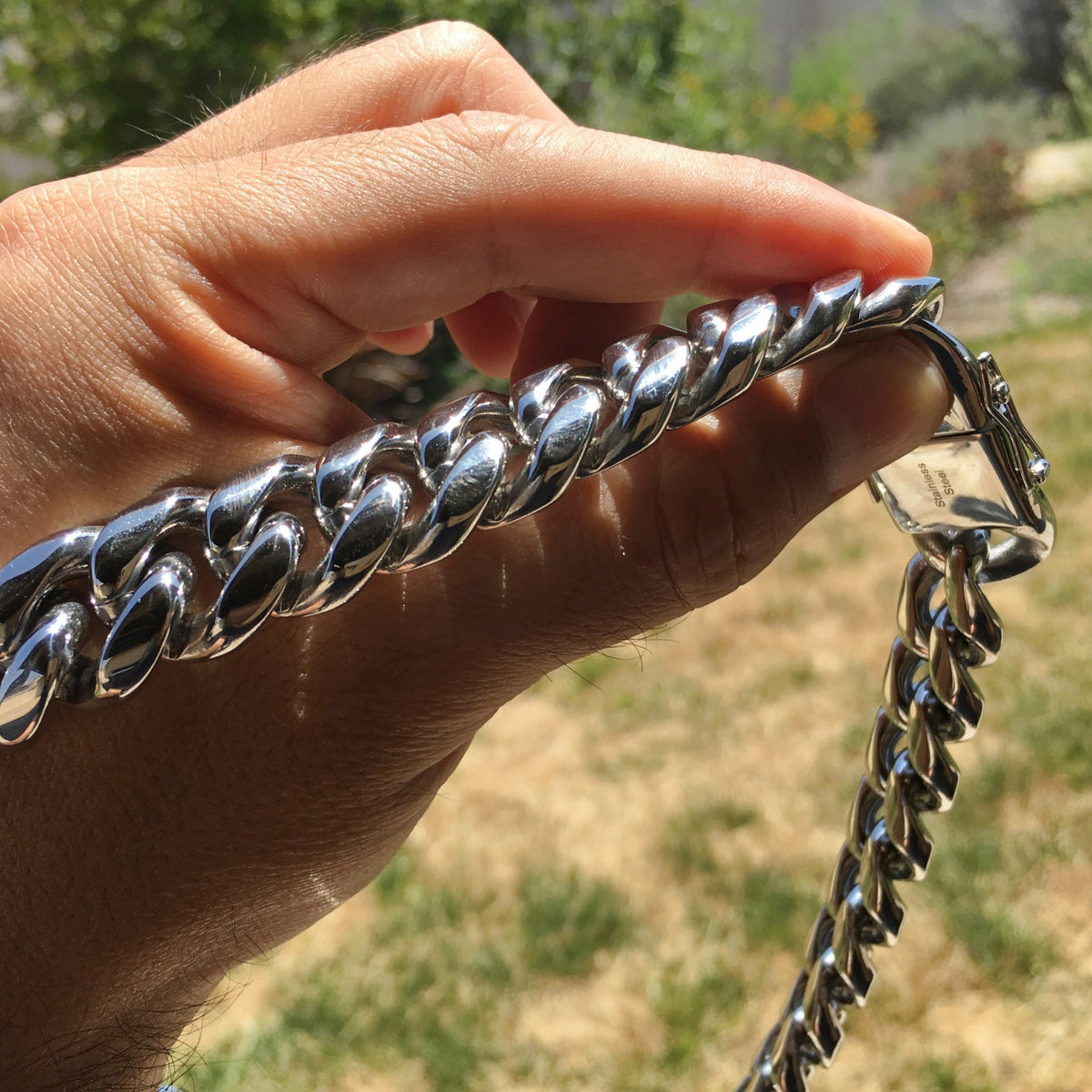 18MM Solid Stainless Steel Silver Cuban Chain Necklace 20" Q124