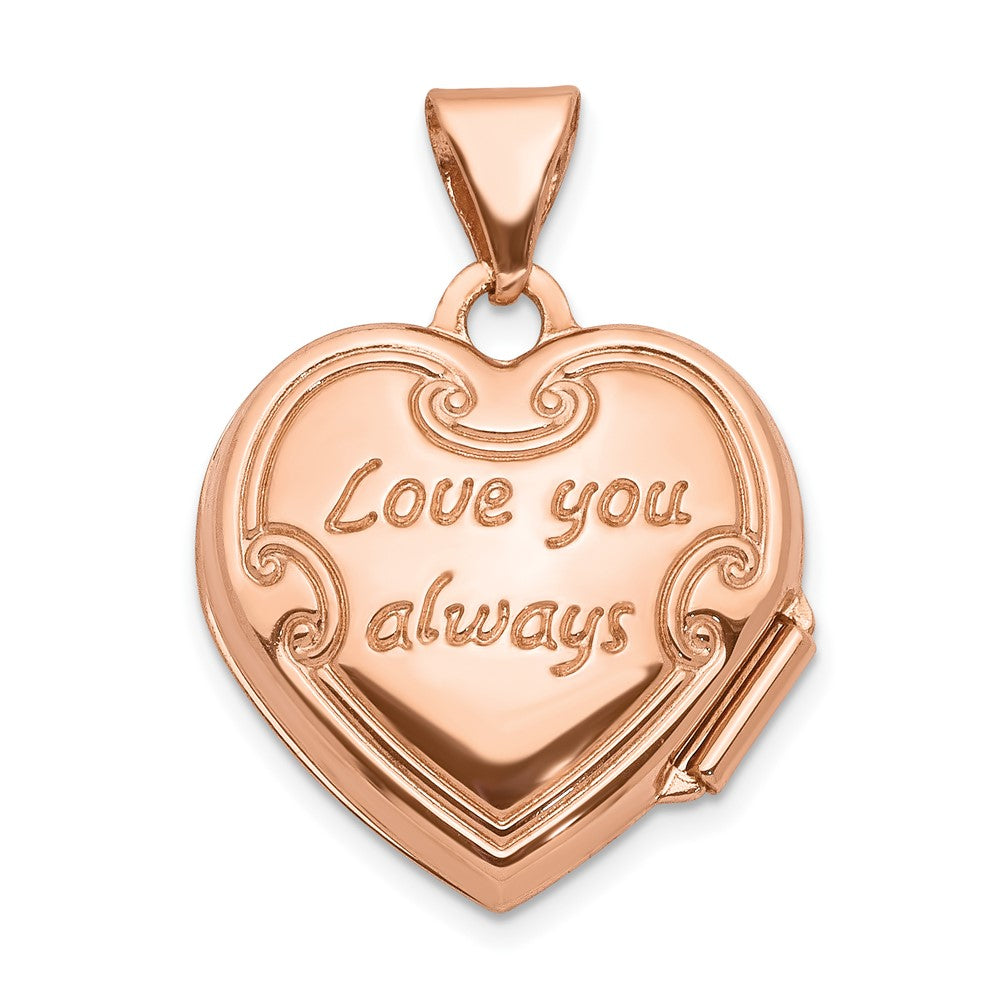 14K Rose Gold 15 mm Reversible Heart Locket Pendant C478932